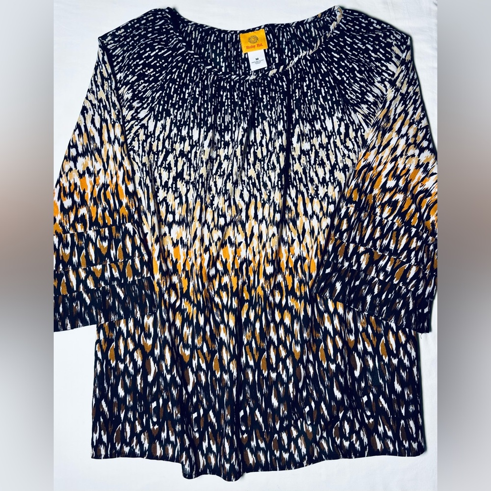 Ruby Rd Lightweight Flowy Pullover Print Top Wome… - image 1